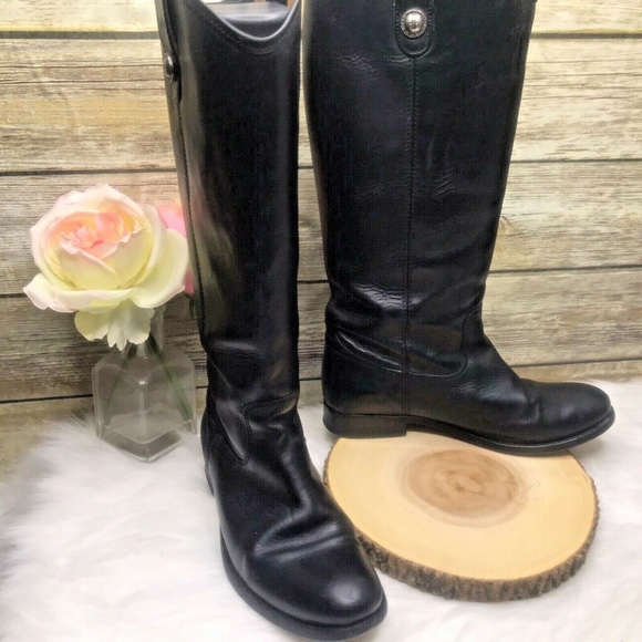 Frye | Shoes | Frye Melissa Black Leather Button Knee High Boots Sz 7 B ...